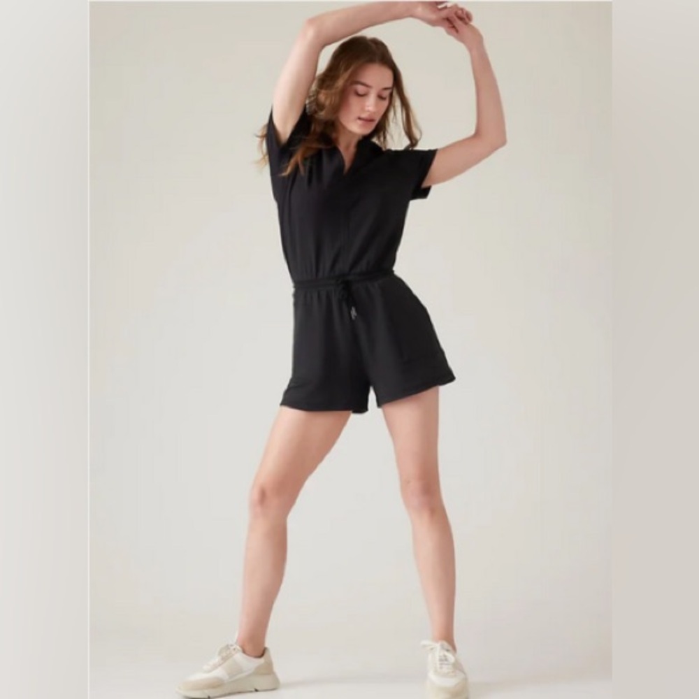 Athleta Balance Romper Soft Tencel Black Size L